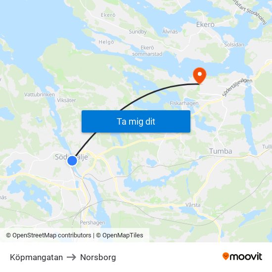 Köpmangatan to Norsborg map