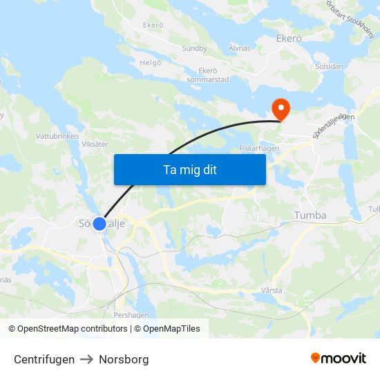 Centrifugen to Norsborg map