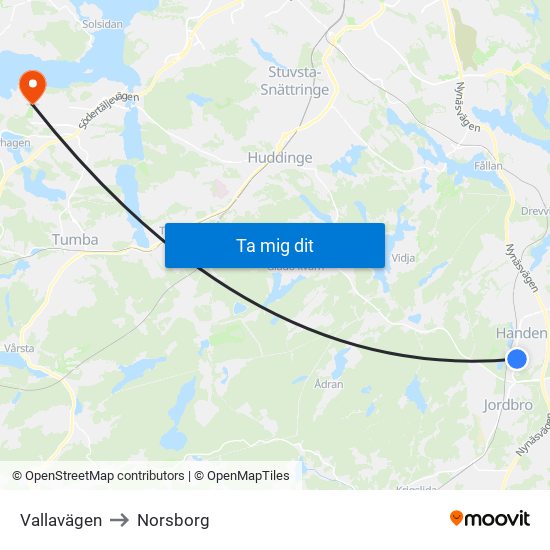 Vallavägen to Norsborg map