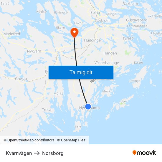 Kvarnvägen to Norsborg map