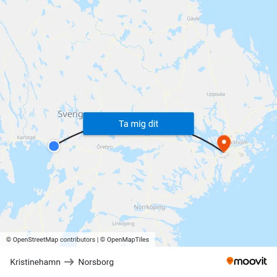 Kristinehamn to Norsborg map