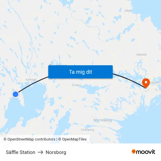 Säffle Station to Norsborg map