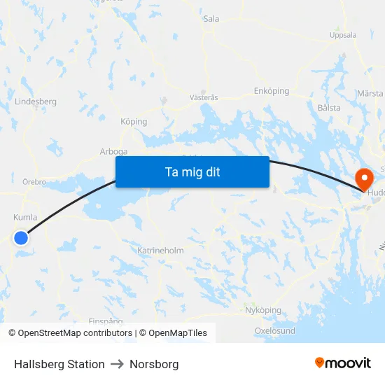Hallsberg Station to Norsborg map