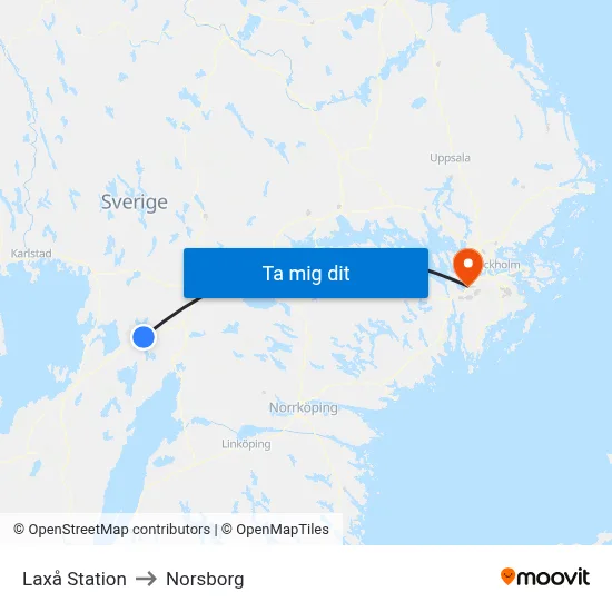 Laxå Station to Norsborg map