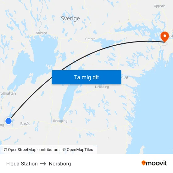 Floda Station to Norsborg map