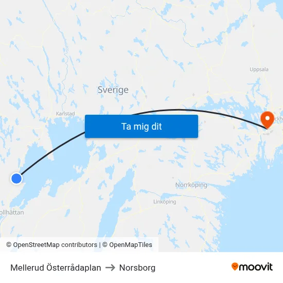 Mellerud Österrådaplan to Norsborg map