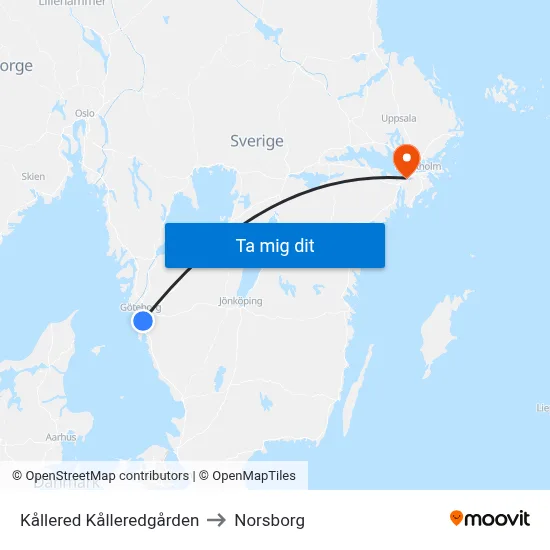 Kållered Kålleredgården to Norsborg map