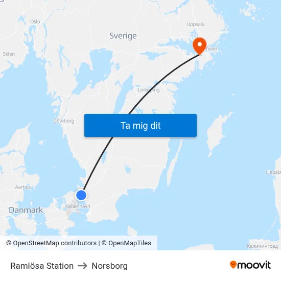 Ramlösa Station to Norsborg map