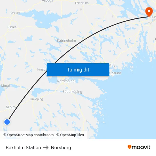 Boxholm Station to Norsborg map