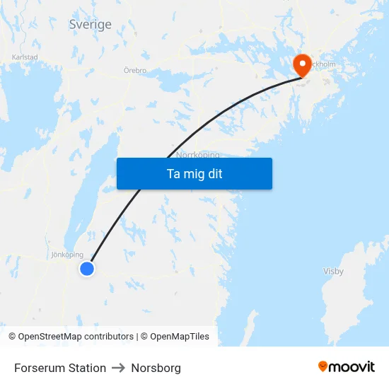 Forserum Station to Norsborg map