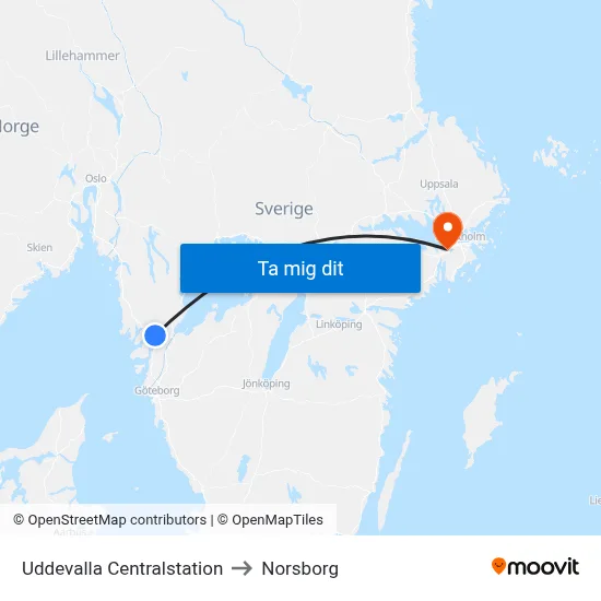Uddevalla Centralstation to Norsborg map