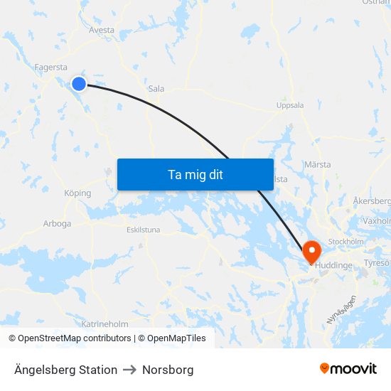 Ängelsberg Station to Norsborg map