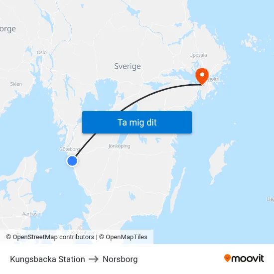 Kungsbacka Station to Norsborg map