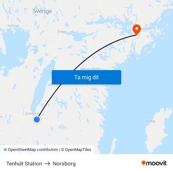 Tenhult Station to Norsborg map