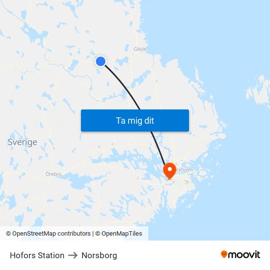 Hofors Station to Norsborg map