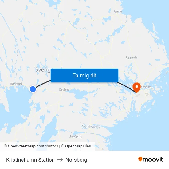Kristinehamn Station to Norsborg map