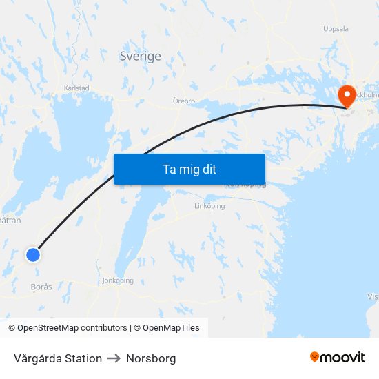Vårgårda Station to Norsborg map