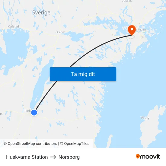 Huskvarna Station to Norsborg map