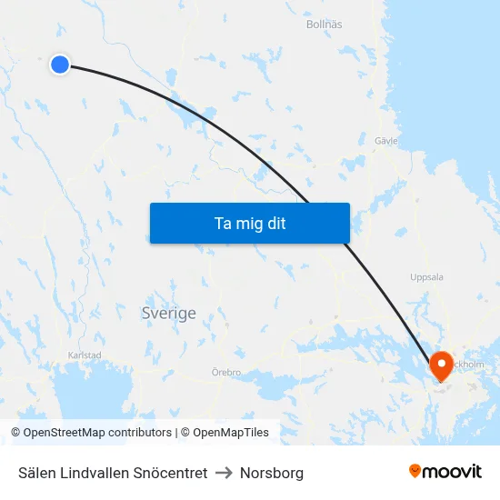 Sälen Lindvallen Snöcentret to Norsborg map