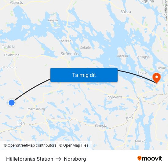 Hälleforsnäs Station to Norsborg map