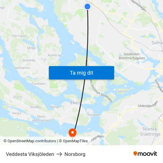 Veddesta Viksjöleden to Norsborg map
