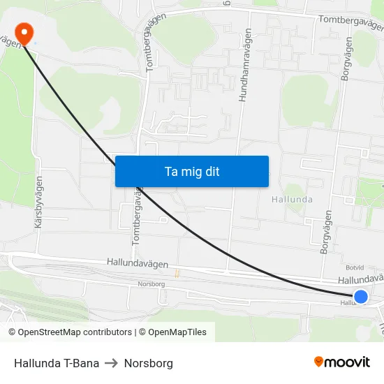 Hallunda T-Bana to Norsborg map