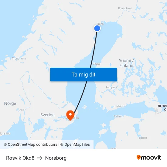 Rosvik Okq8 to Norsborg map