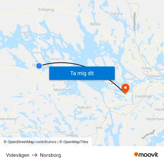 Videvägen to Norsborg map