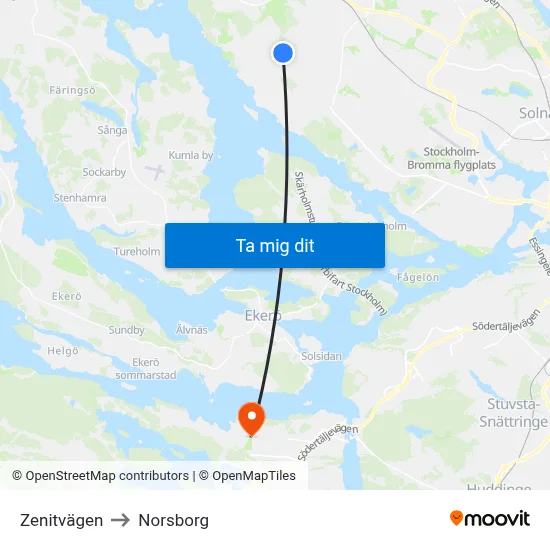 Zenitvägen to Norsborg map