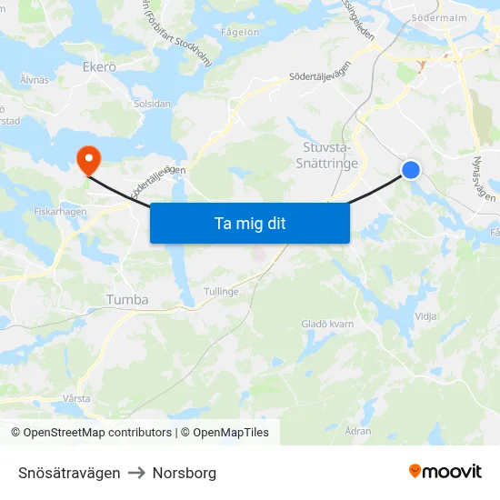 Snösätravägen to Norsborg map