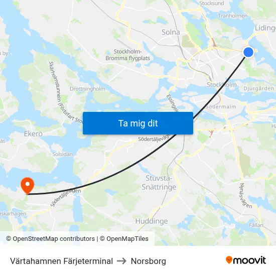 Värtahamnen Färjeterminal to Norsborg map