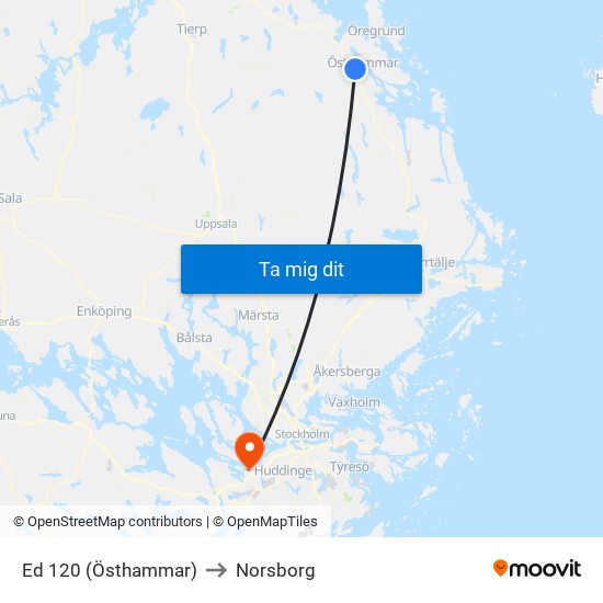 Ed 120 (Östhammar) to Norsborg map