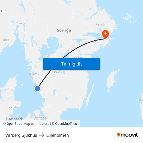 Varberg Sjukhus to Liljeholmen map