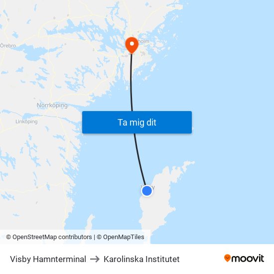 Visby Hamnterminal to Karolinska Institutet map