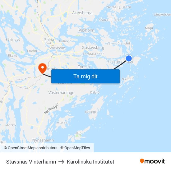 Stavsnäs Vinterhamn to Karolinska Institutet map