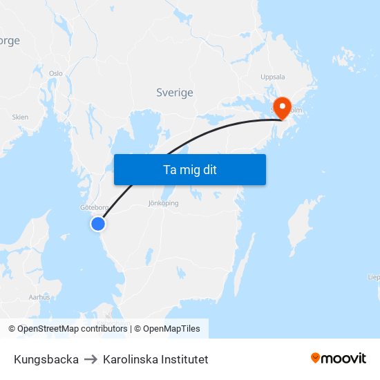 Kungsbacka to Karolinska Institutet map