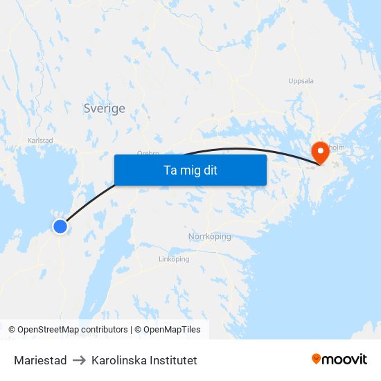 Mariestad to Karolinska Institutet map