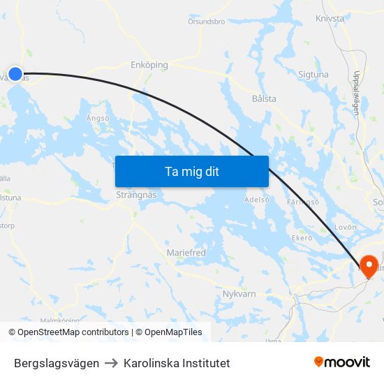 Bergslagsvägen to Karolinska Institutet map