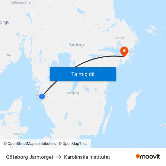 Göteborg Järntorget to Karolinska Institutet map