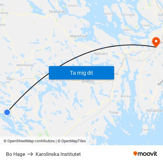 Bo Hage to Karolinska Institutet map