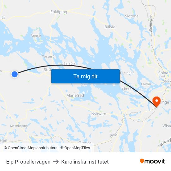 Elp Propellervägen to Karolinska Institutet map