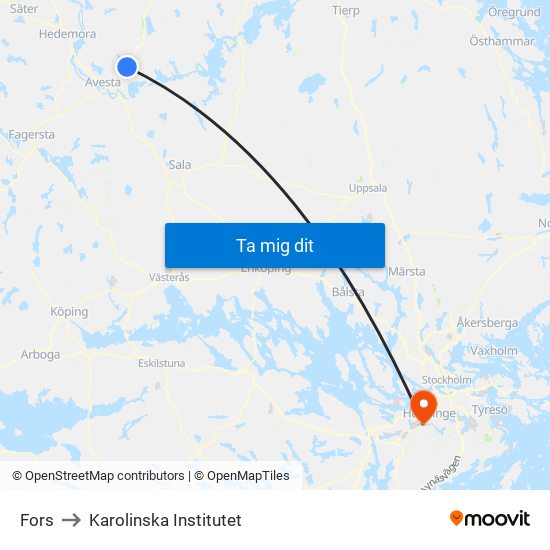 Fors to Karolinska Institutet map