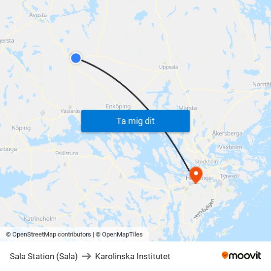 Sala Station (Sala) to Karolinska Institutet map