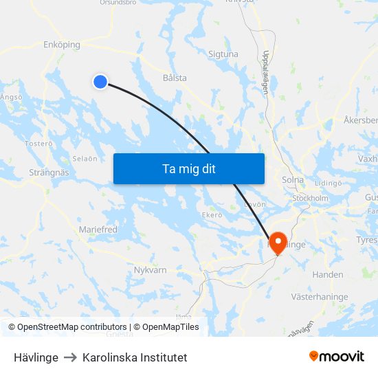 Hävlinge to Karolinska Institutet map