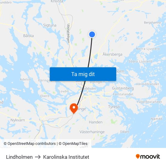 Lindholmen to Karolinska Institutet map