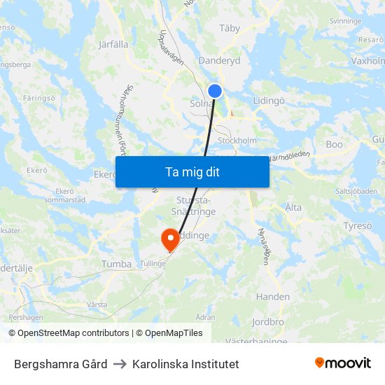 Bergshamra Gård to Karolinska Institutet map