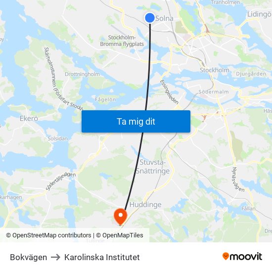 Bokvägen to Karolinska Institutet map