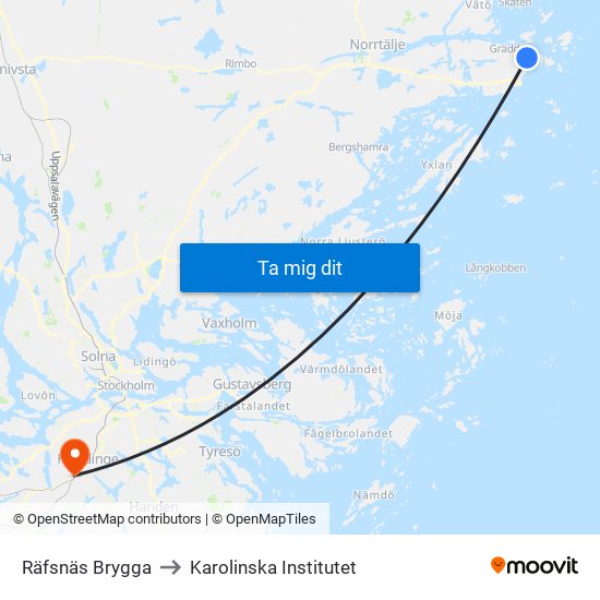 Räfsnäs Brygga to Karolinska Institutet map