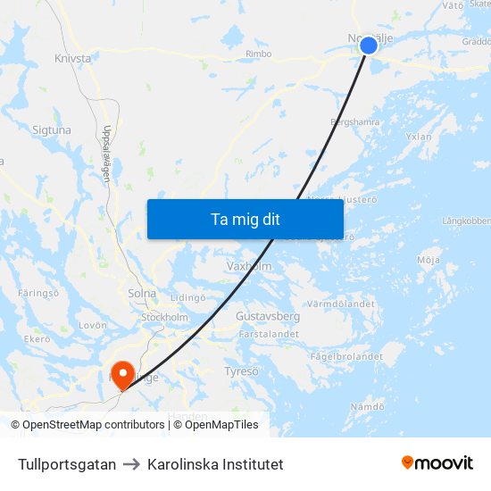 Tullportsgatan to Karolinska Institutet map