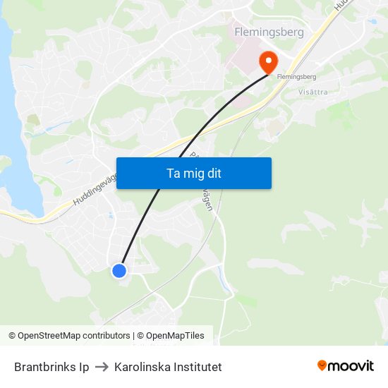 Brantbrinks Ip to Karolinska Institutet map
